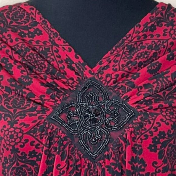 ELLEN Tracy 3/4 Length Sleeve Demask Top With Center Embellishment Size M - Picture 5 of 5